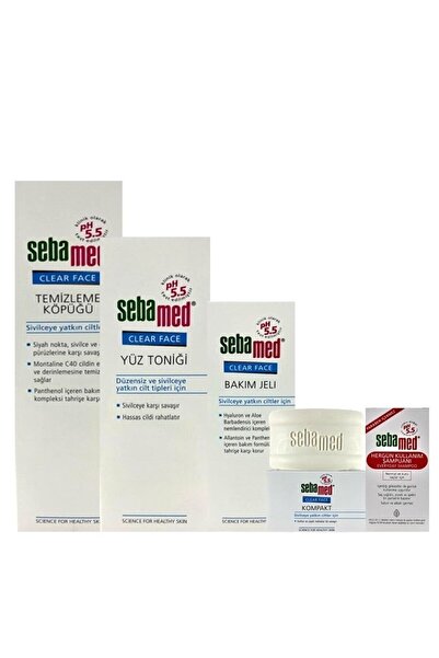 Sebamed Clear Face Yüz Temz. Köpük 150 ml, Jel 50 ml, Tonik 150 ml, Sabun 100 gr, Mini Şampuan 20 ml Hediye
