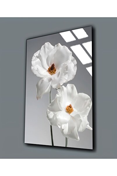 Harikabirev HARİKABİREV | PICTURĂ FLORALĂ ALBĂ PE STICLA INRĂZĂTĂ (TEMPERATĂ)...