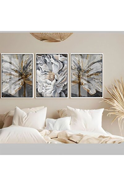 Harika bir ev Hari̇kabi̇rev | Soft-Grey Flower Leaf Combination | Framed Temp...