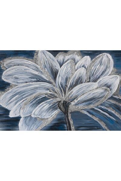 Harikabirev HARİKABİREV|LACİVERT-GÜMÜŞ RENK ÇİÇEK VE YAPRAK KOMBİNİ |ÇERÇEVELİ TEMPERLİ CAM TABLO 3LÜ YATAY