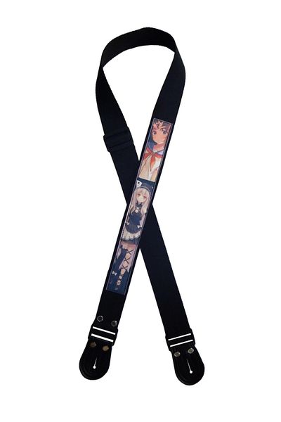cantekin Anime Pattern Leather Ukulele Guitar Strap - Adjustable Height