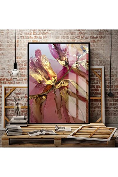Harika bir ev HARİKABİREV|GOLD-MÜRDÜM SEVİLEN SOYUT TABLO 2 |ÇERÇEVELİ TEMPER...