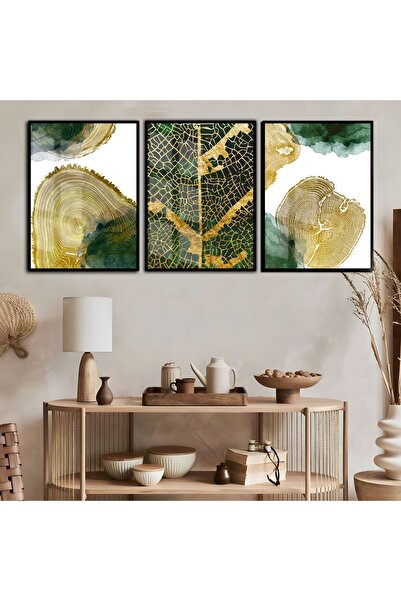 Harika bir ev Hari̇kabi̇rev | Gold-Brown Flower Abstract Leaf Combination | F...