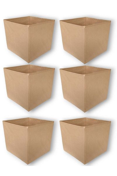 Balkan Room 6 Pieces Beige Multi-Purpose Closet Organizer Box Decorative Storage Box Shelf Organizer Large