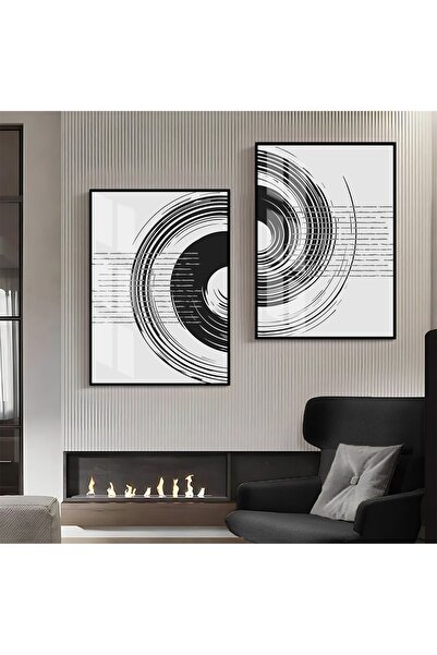 Harikabirev HARİKABİREV | COMBINAT ABSTRACT NEGRU-ALB-GRI 01 | TABLO DE STICL...