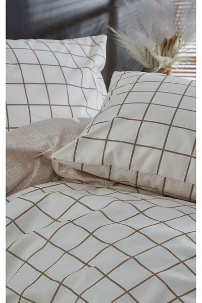 uykulife home collection Серия Nature - Комплект калъфки за завивка с двоен еластичен каре в млечно кафяво