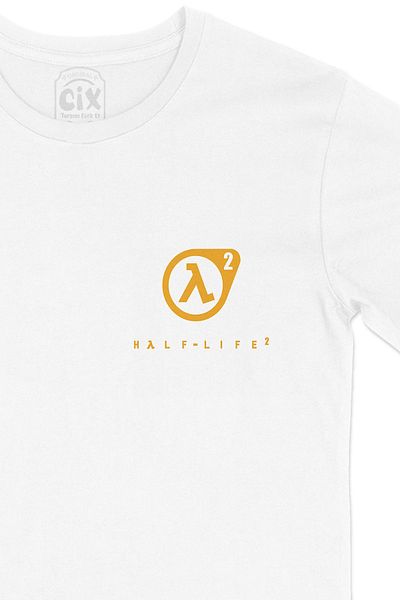 Cix Tricou alb cu logo Half Life cu 2 buzunare