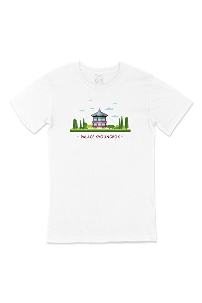 Cix Dizajn logotipa džepa palate Gyeongbokgung, bela majica
