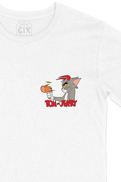 Cix Λευκό μπλουζάκι με σχέδιο λογότυπου Tom Jerry Catch Pocket