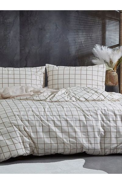 uykulife home collection Серия Nature - Комплект калъфки за завивка с двоен еластичен каре в млечно кафяво