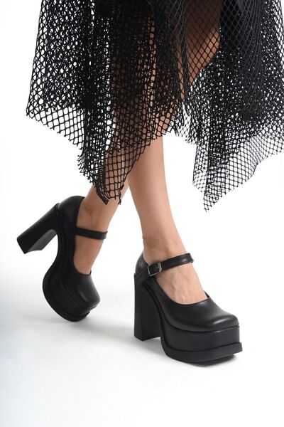 asmi shoes Kadın Viva Siyah Tek Baletli ( 12 cm ) Platform Topuklu Ayakkabı