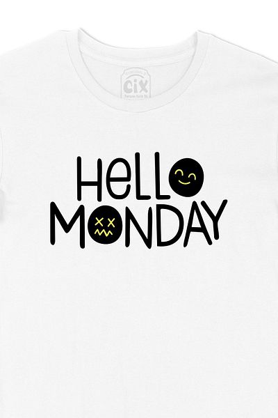 Cix Hello Monday - Λευκό T-Shirt με λογότυπο τσέπης