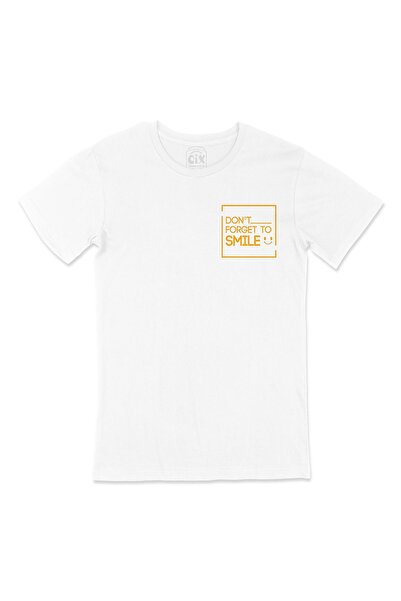 Cix Nu uitați să zâmbiți tricou alb cu logo-ul de buzunar