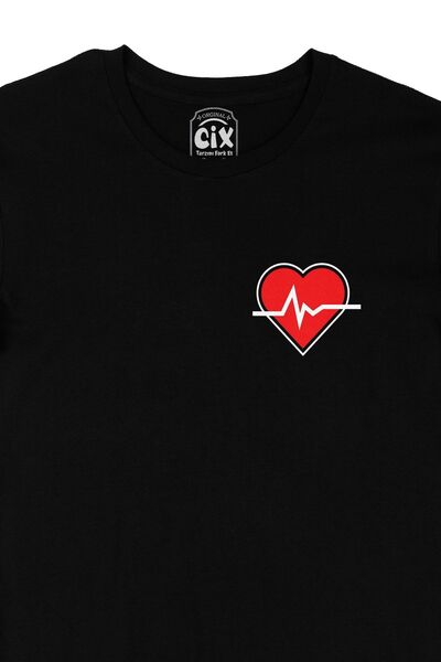 Cix Heart Rhythm Design Black T-Shirt