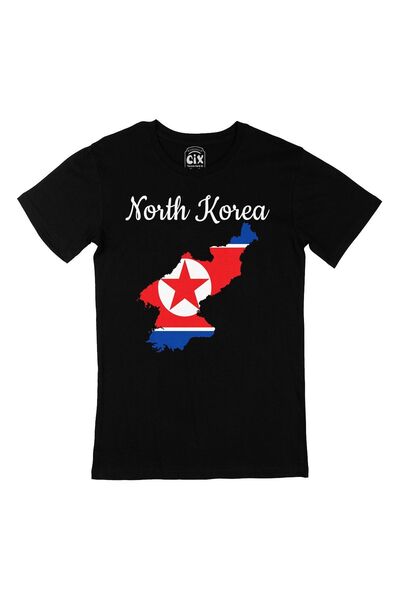 Cix Severna Koreja crna majica sa mapom i zastavom