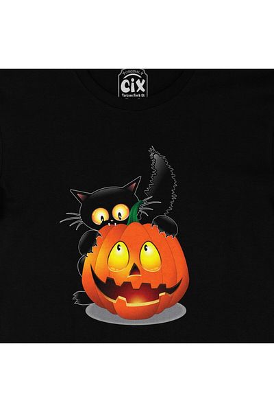 Cix Halloween Cat Black T-Shirt