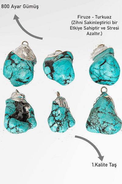 Tesbih Atölyesi Real Turquoise Stone - Certified Raw Unprocessed Necklace (Turquoise Stone)