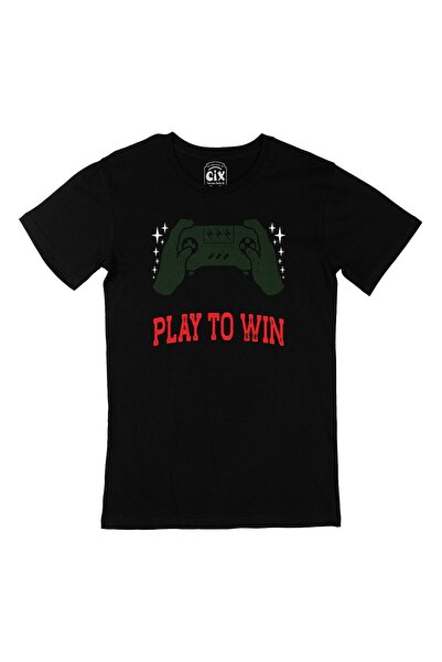 Cix Black T-Shirt with Red Play To Win Pocket Logo Design