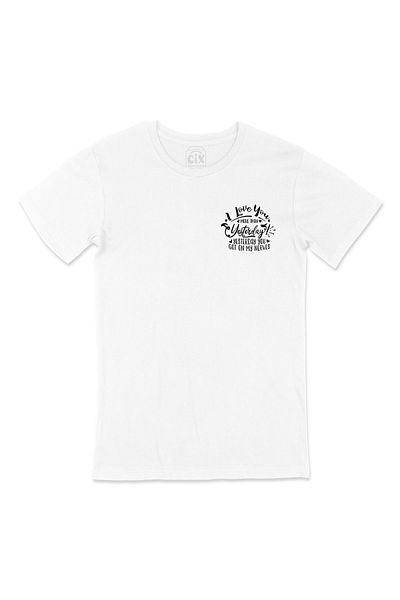Cix Te iubesc mai mult decât ieri tricou alb cu logo-ul de buzunar