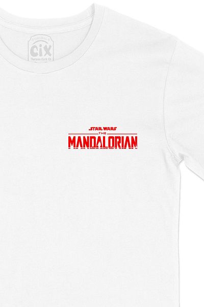 Cix Λευκό T-shirt με σχέδιο λογότυπου Mandalorian Pocket