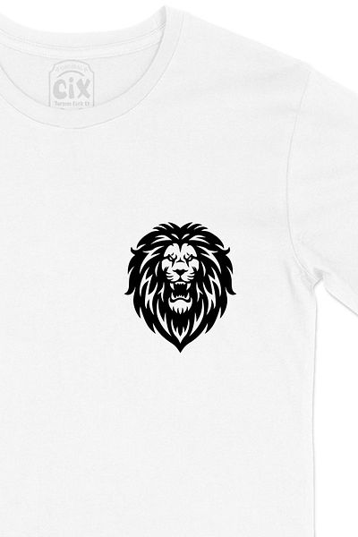 Cix Tricou alb cu logo-ul cu buzunar Leu negru