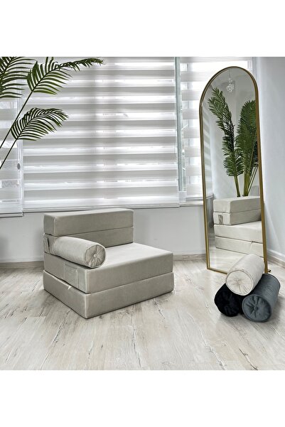 Minnes Minnes Full Sünger Katlanır Yatak-koltuk-krem (İTHAL YÖNSÜZ KADİFE) 70...