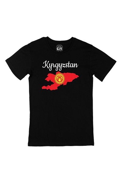 Cix Μαύρο μπλουζάκι με χάρτη και σημαία Κιργιστάν