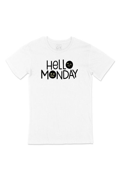 Cix Hello Monday - Λευκό T-Shirt με λογότυπο τσέπης