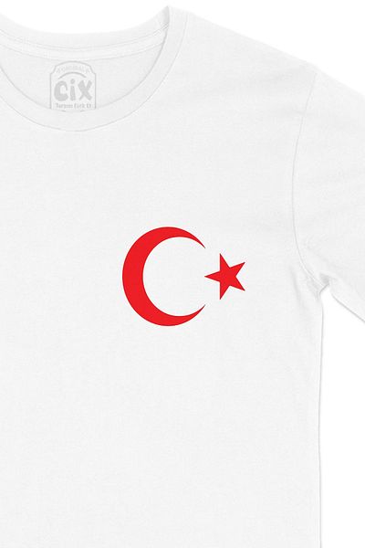 Cix Λευκό μπλουζάκι με σχέδιο λογότυπου τσέπης με τουρκική σημαία