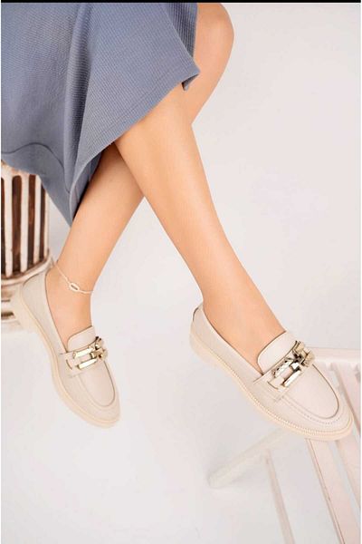 LZ SHOES Бежови дамски мокасини - с дебела подметка, бизнес офис ежедневни, ортопедични балерини