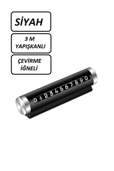 PASAJSHOP Alüminyum Çevirmeli Araç İçi Park Telefon Numaratörü Parkmatik (Siyah) Tüm Araçlara Uyumlu