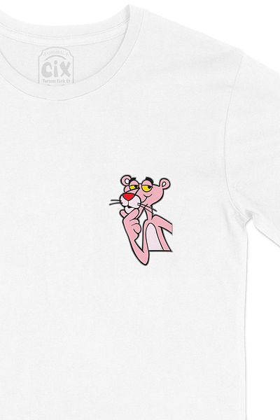 Cix Tricou alb cu logo-ul de buzunar al Pantera Roz