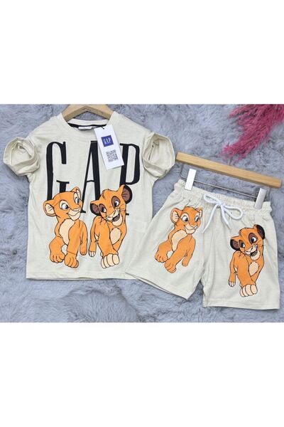 ÇocukçaGiy Lion Character Boys Girls Shorts T-shirt Top and Bottom Set