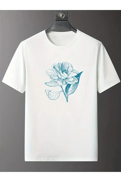 Pink Sky Μπλουζάκι Unisex Crew Neck Oversize Abstract Flower