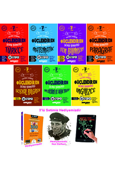 Ankara Yayıncılık 2024-2025 Müfredat 7 Sınıf Tüm Dersler Güçlendiren Soru Ban...