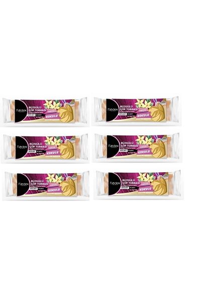FLODEX Drawstring Vanilla Scented Medium Size Garbage Bag 6 Pack 55x60 Cm