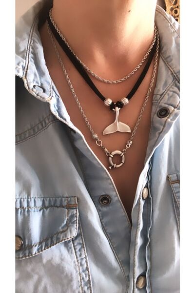 by özllem Black Whale Tail And Rudder Necklace Set