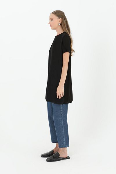 Puane Tunica de dama cu detaliu din sifon cu decolteu - Maneca scurta, Top in fata 10271
