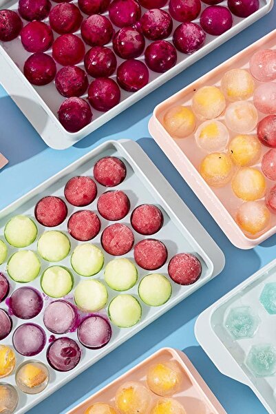 Open Home Concept Buz Kalıbı Kapaklı 33 Hazneli Yuvarlak Buz Kalıbı Kokteyl S...