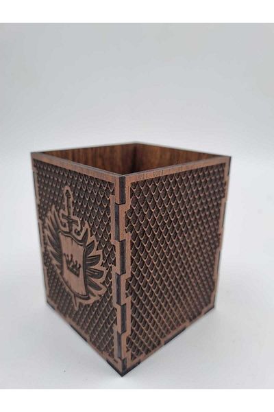Mu Art Ahşap Ξύλινη θήκη για στυλό Μολυβοθήκη Organizer 8 cm X 7 cm X 8 cm