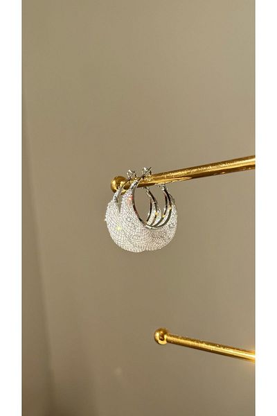Ebru Atelier Imported Needle Knitted Chunky Hoop Non-Tarnish Earrings