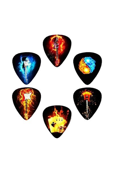 cantekin Gitar Pena 6 Adet Gitar Tasarım Baskılı Gitar Penası