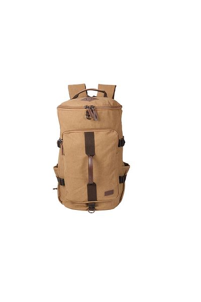 Bagacar Beige Canvas Fabric - Cylinder Casual and Travel Backpack