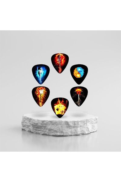 cantekin Gitar Pena 6 Adet Gitar Tasarım Baskılı Gitar Penası