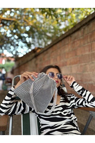 SmY Bag Дизайнерська сумка з підкладкою, сірого кольору, з камінцями, що імітують камінь