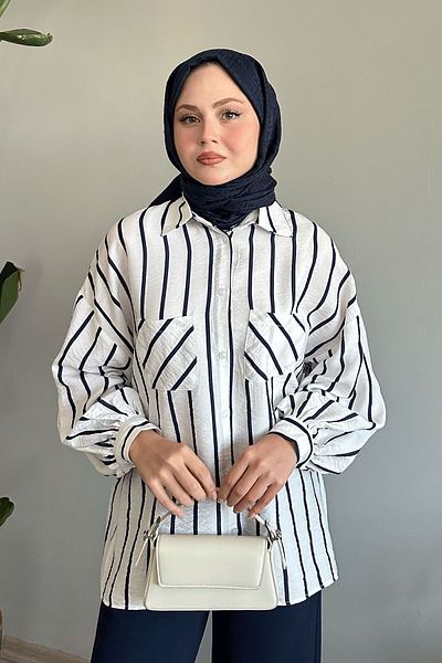 InStyle Cămașă lejeră cu dungi albe