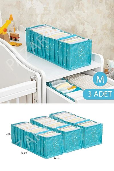 Nisahometeks Органайзер за чекмеджета тип акордеон за бебешка стая, размер M, 3 броя