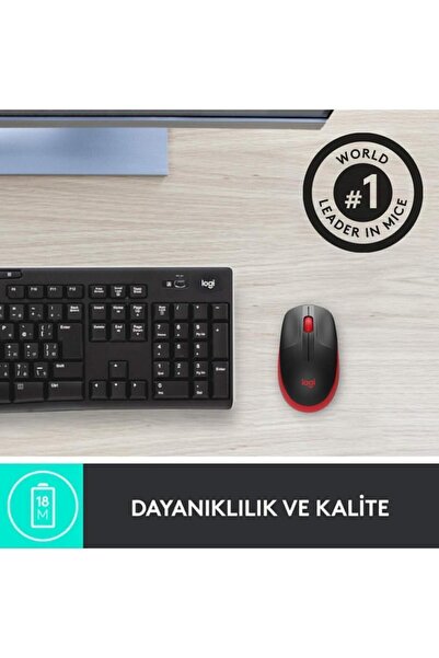 logitech M191 Büyük Boy Usb Alıcılı 1.000 Dpi Kablosuz Mouse - Kırmızı