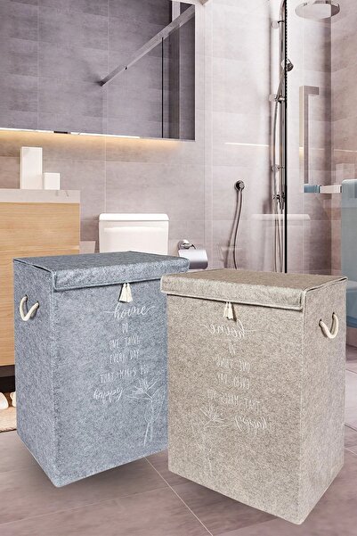 Nisahometeks Σετ καλάθι βρώμικου πλυντηρίου Mega Box 2 τμχ με καπάκια από τσό...