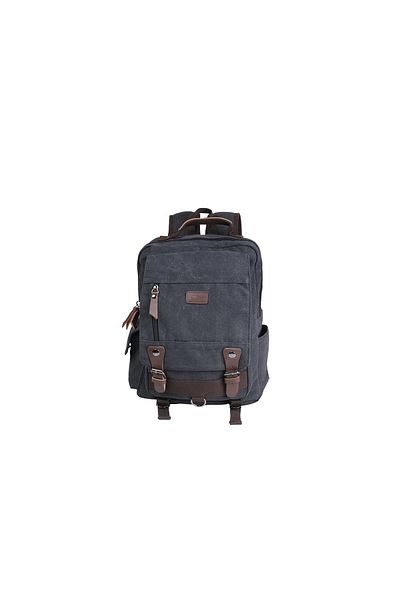 Bagacar 6235 Model - Black Canvas Fabric School and Daily Backpack